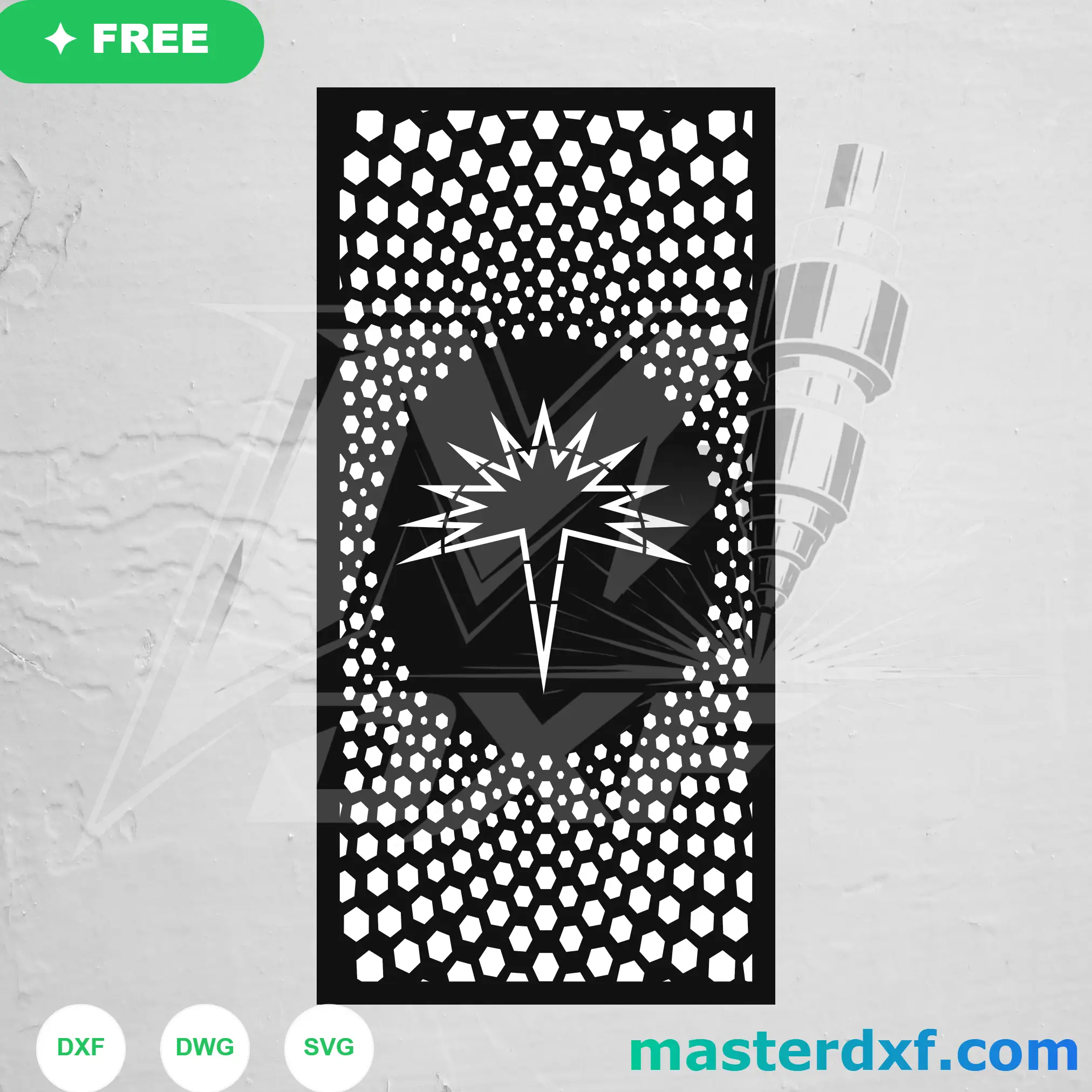 Futuristic Halftone Hexagon Burst Laser Screen Vector DXF File